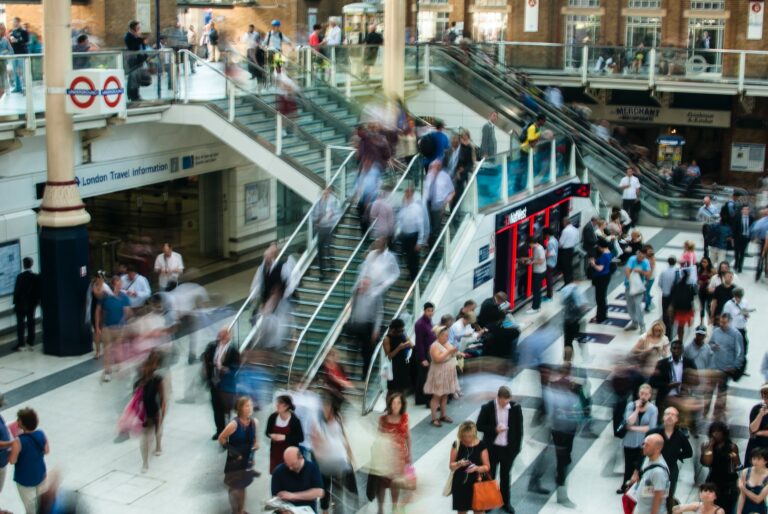 Busy London Underground, fast-paced, stressful environment